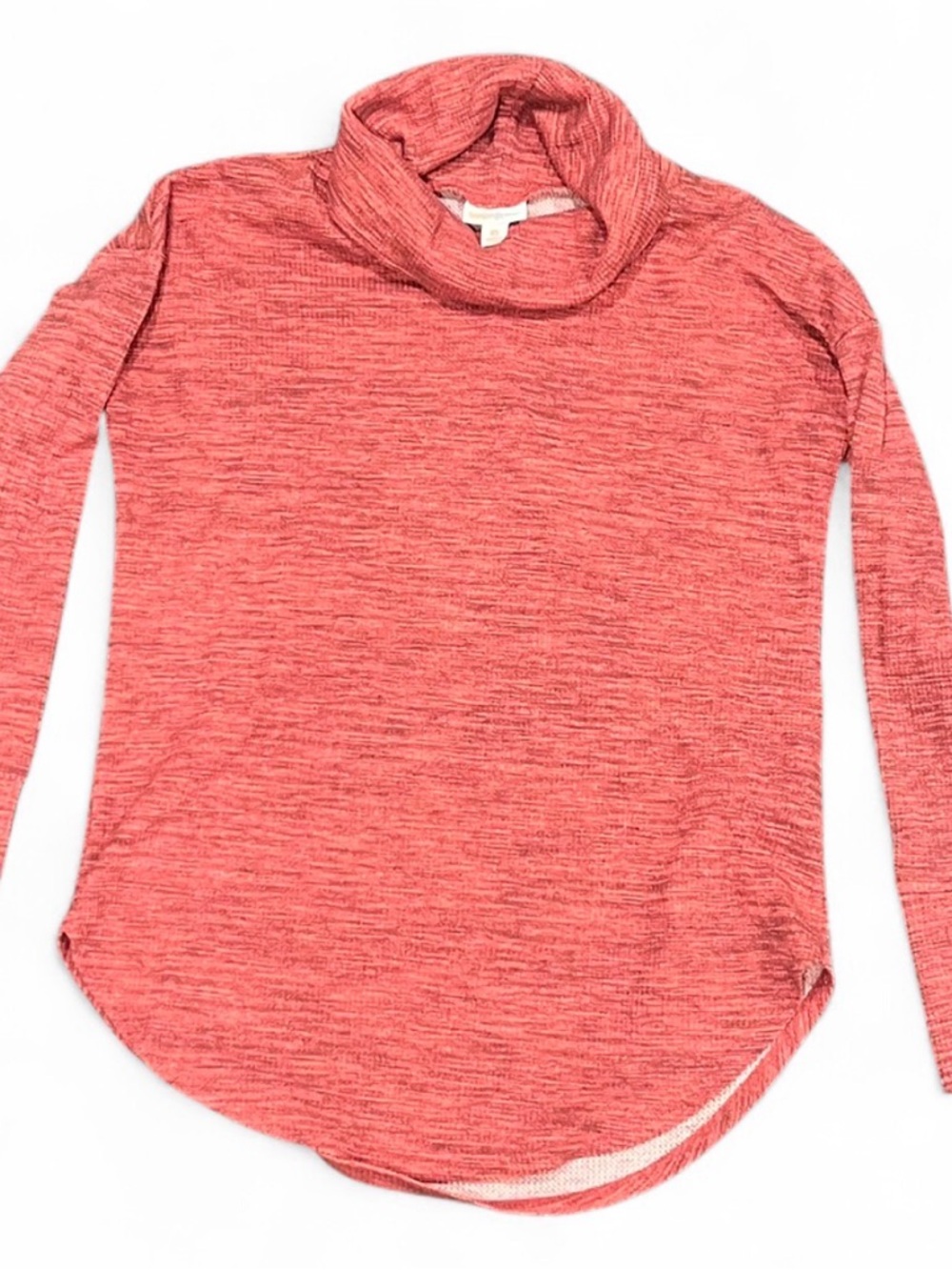Lularoe Penelope Heathered Pink Turtleneck Long Sleeve with Button Sleeve XS